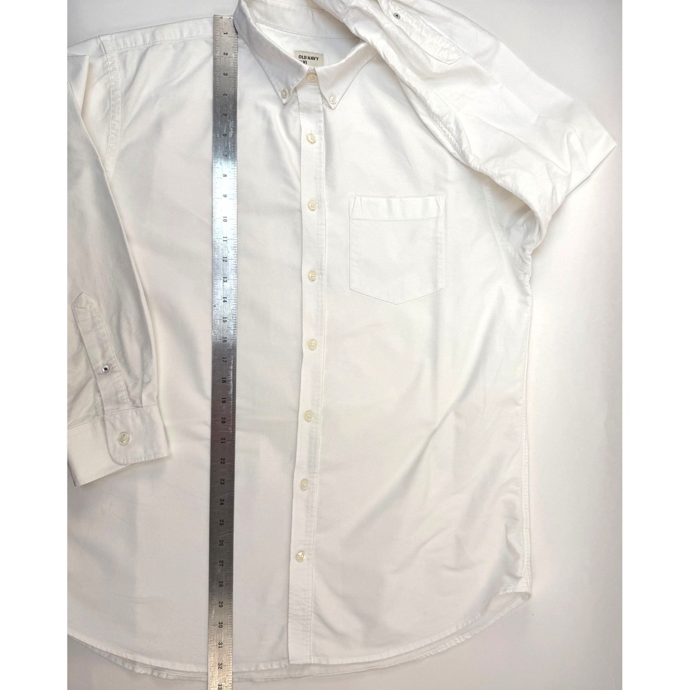 Old Navy Men's Regular Fit Oxford Shirt Stretch White, Long Sleeve, XL - Picture 12 of 14